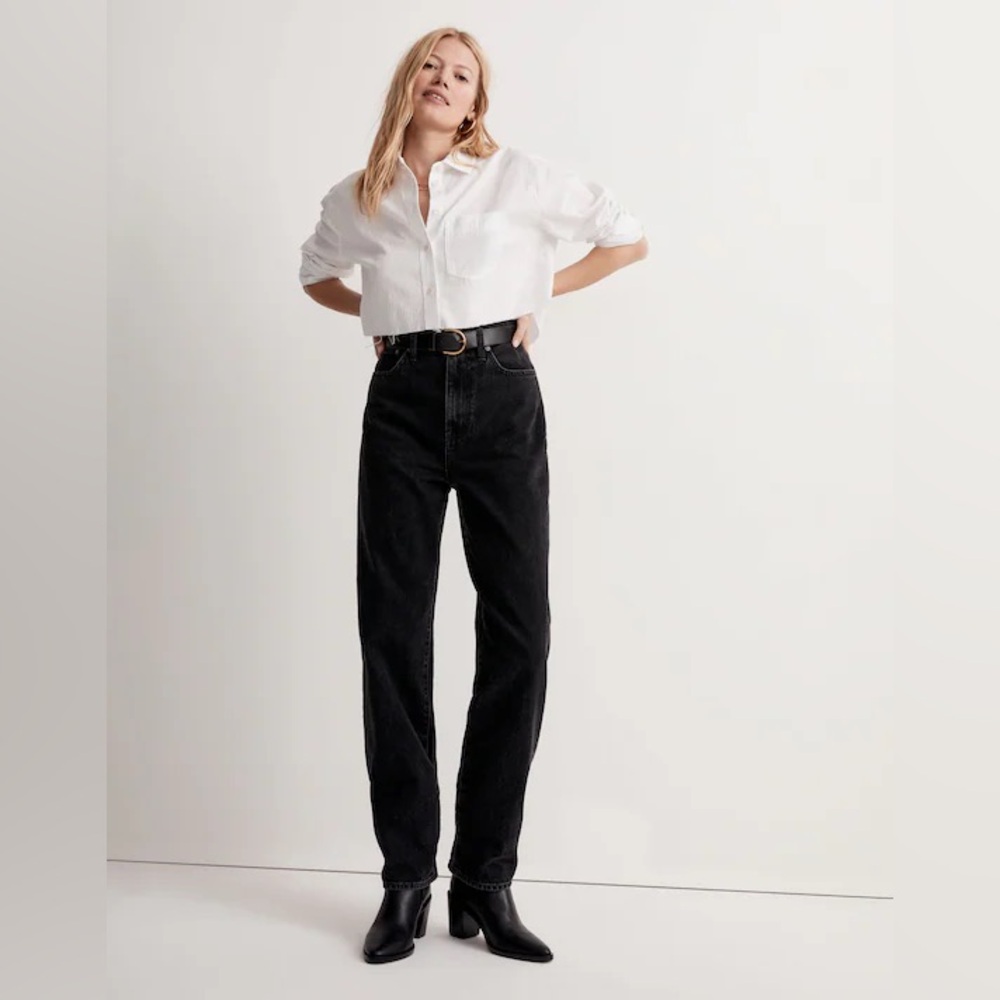 Madewell Women's Dark Black Baggy Straight Jeans